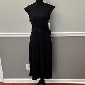Nine West Elegant Black Midi Dress with Belt